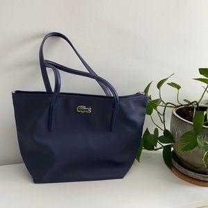 Lacoste Navy Blue Small Zip Tote